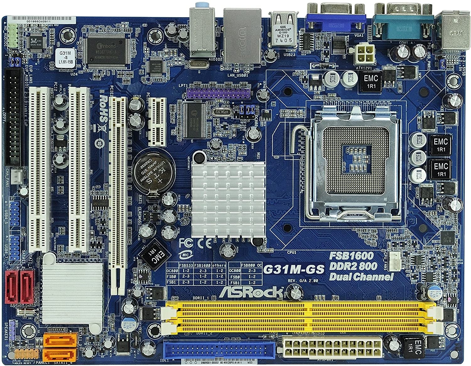 ASRock LGA775/Intel G31/DDR2/A&V&GbE/MicroATX Motherboard G31M-GS R2.0