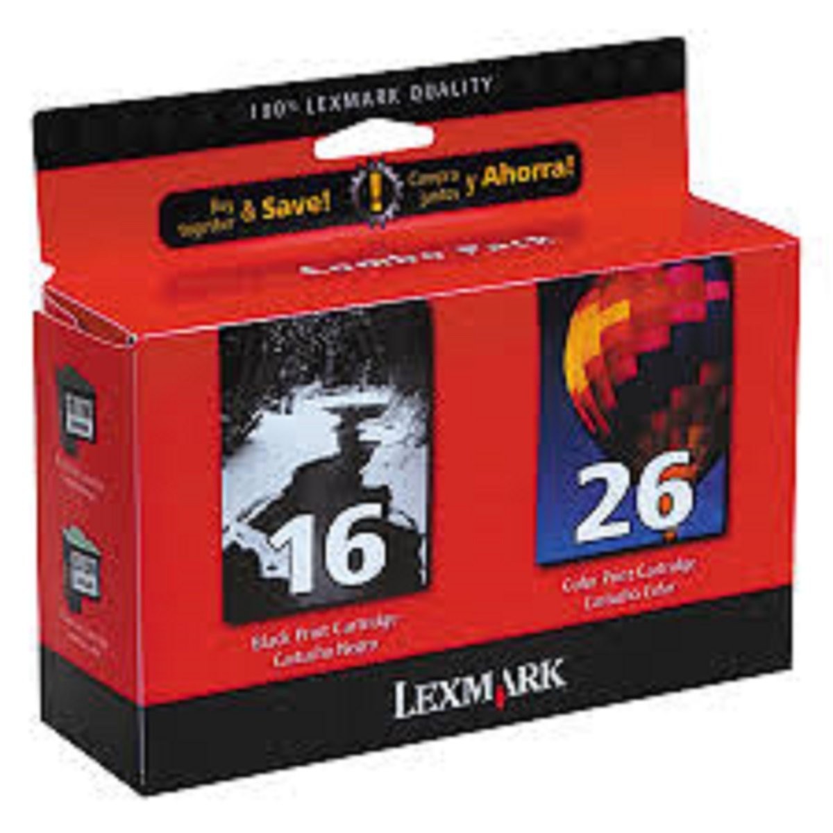LEXMARK 16, 26 Ink Cartridge 2/Pack, Black & Tri-Color 10N0202