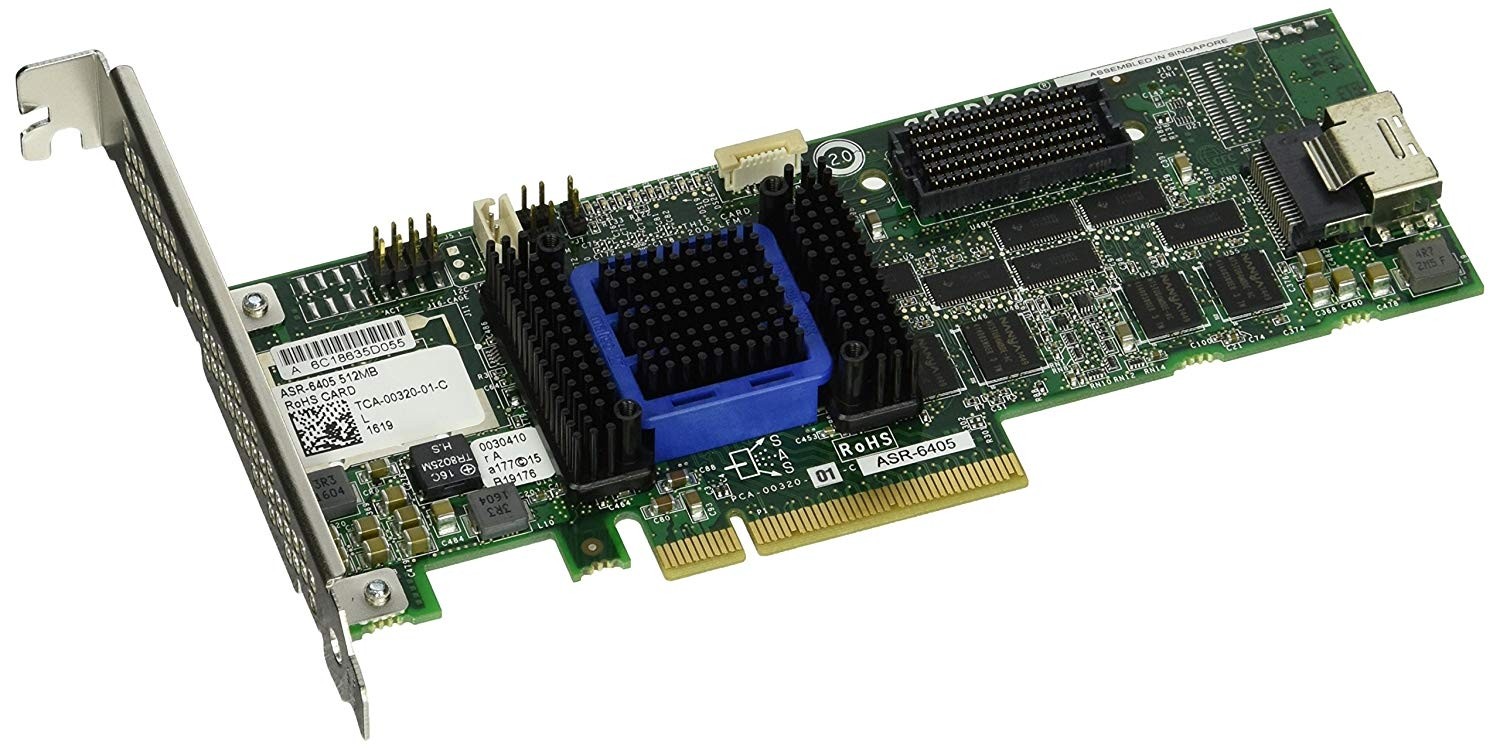 Adaptec RAID 6405 2270000-R 6Gb/s SATA/SAS 4 internal ports w/512MB cache memory Controller Card, Single